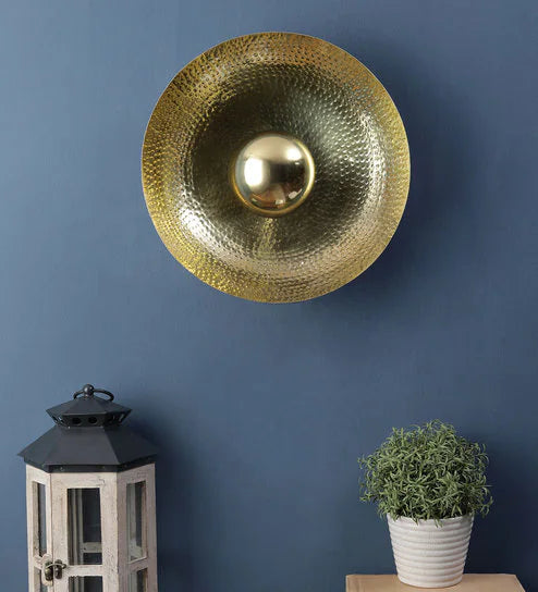 Wave Metal Flush Mount Wall Light (Antique Brass Finish) | L-56-BRASS-1W | Included Bulb | Eliante by Jainsons Lights