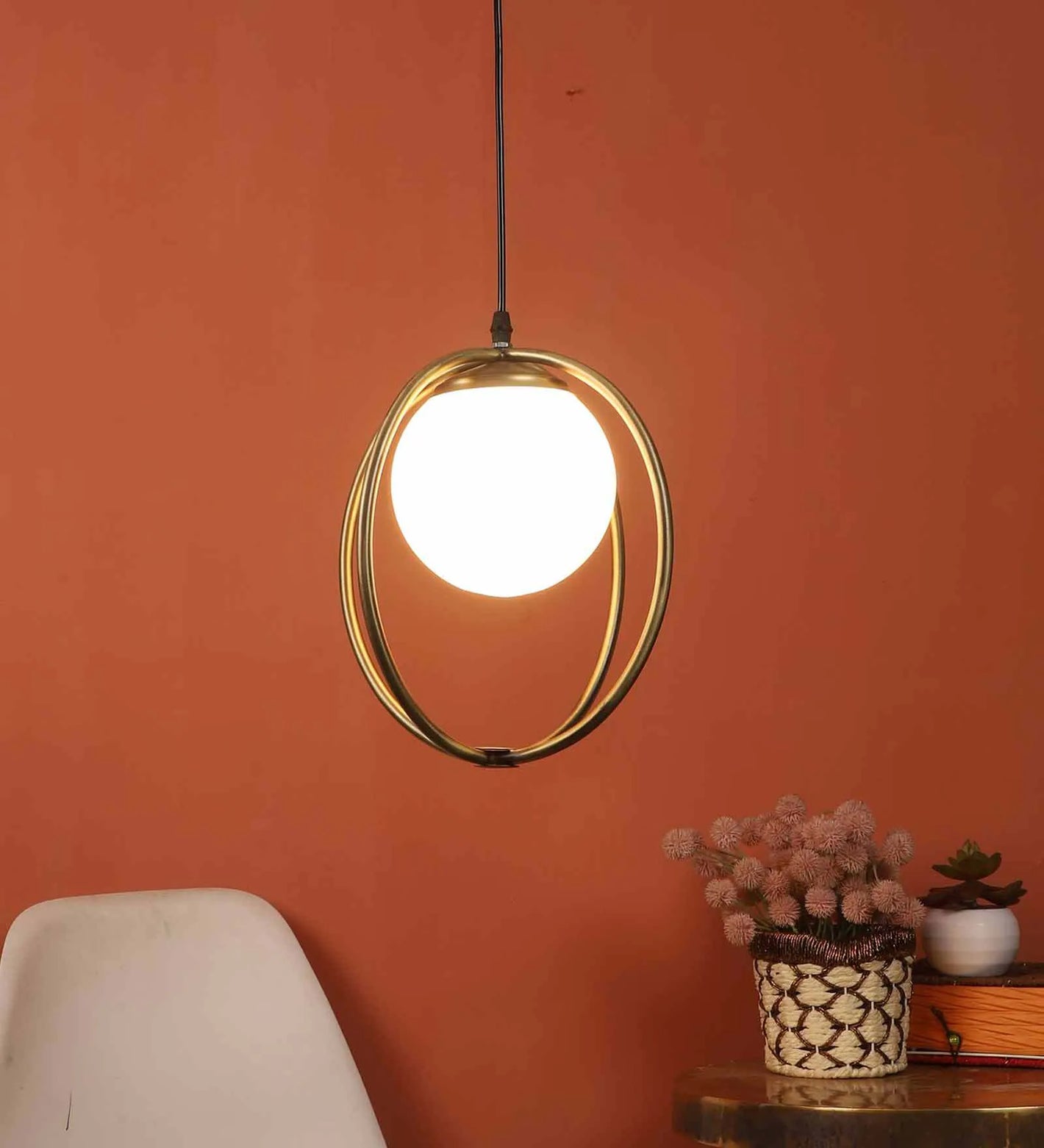 Antique Gold Iron Hanging Lights | JS-650-1LP | Included Bulb | Eliante by Jainsons Lights