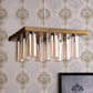 JS-VP S-313-8HL Multi-Arm Chandelier 8xE27 Mild Steel & Glass Material dark brown, gold & Champaign Finish