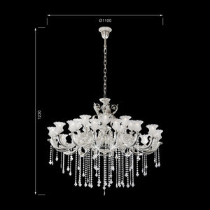 Antlia chandelier with 8+6 Asfour Almaaza crystal & real silver finish