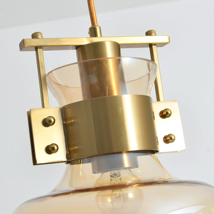 JSPHILO 4-375-1xE27-Gold+Amber Impressions Glass Hangings