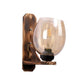 ELIANTE Brown Wood Base Gold White Shade Wall Light - B-2-1W-Wood - Bulb Included