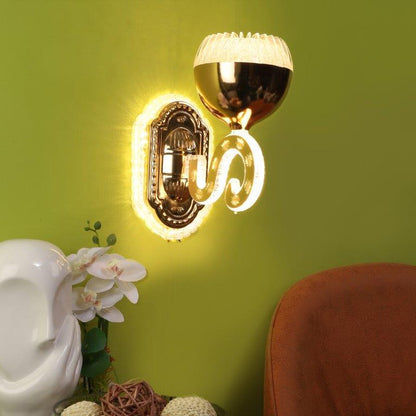 ELIANTE Gold Iron Base Frost White Shade Wall Light - B-6738 - Inbuilt LED