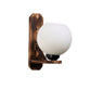 ELIANTE Brown Wood Base White White Shade Wall Light - B-03-1W - Bulb Included