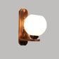 ELIANTE Brown Wood Base White White Shade Wall Light - B-03-1W - Bulb Included