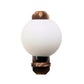 ELIANTE Brown Wood Base White White Shade Wall Light - B-03-1W - Bulb Included