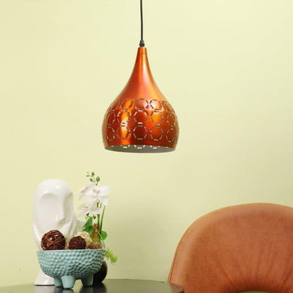ELIANTE Copper Aluminium Base Copper White Shade Hanging Light - Ballon-Big-Cop - Bulb Included