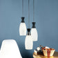 Black Metal Hanging Light BELAN-GLASS-3LP-HL