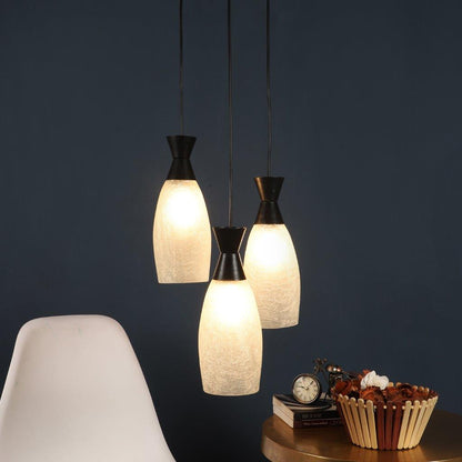 Black Metal Hanging Light BELAN-GLASS-3LP-HL