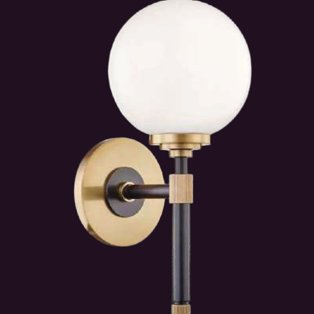 JSPHILO-3-285-1xG9 - Black & Gold Opal Modern Wall Light
