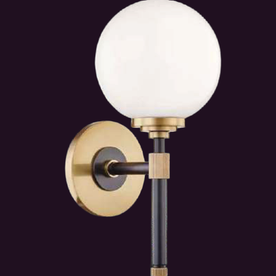 JSPHILO-3-285-1xG9 - Black & Gold Opal Modern Wall Light