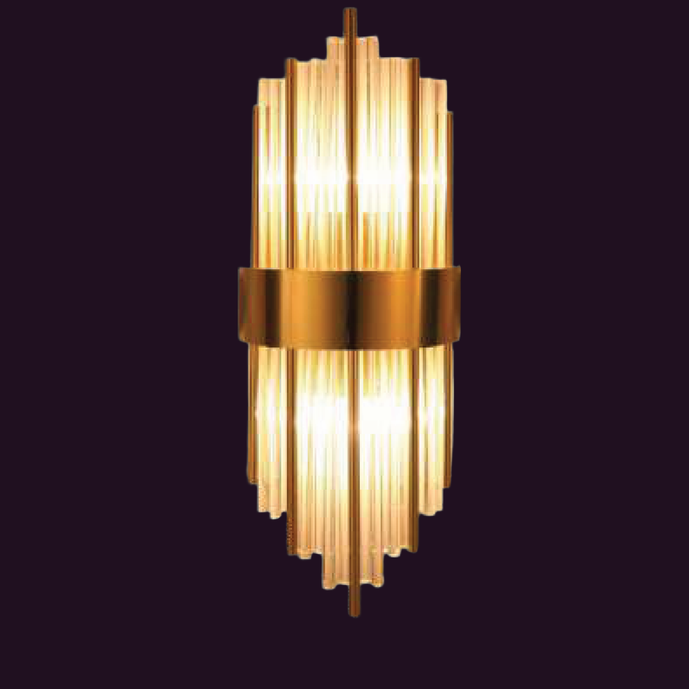 JSPHILO-3-289-2xE14 - Brass & Clear Crystal Wall Light