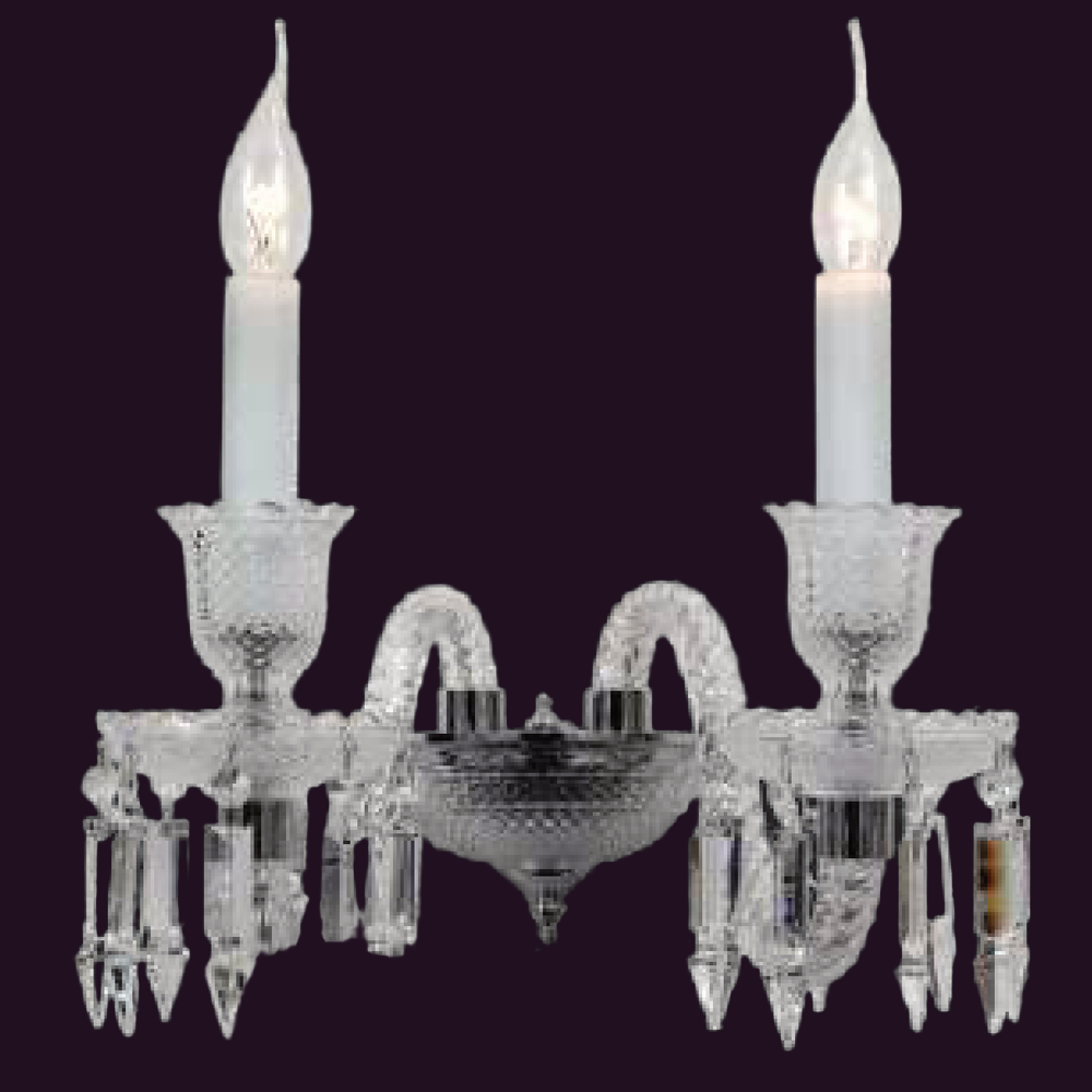 JSPHILO-3-291-2xE14 - Chrome & Clear Candle Arm Wall Light
