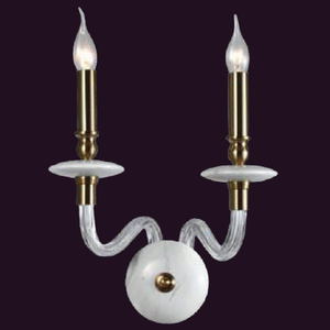 JSPHILO-3-292-2xE14 - Gold & Marble Candle Arm Wall Light