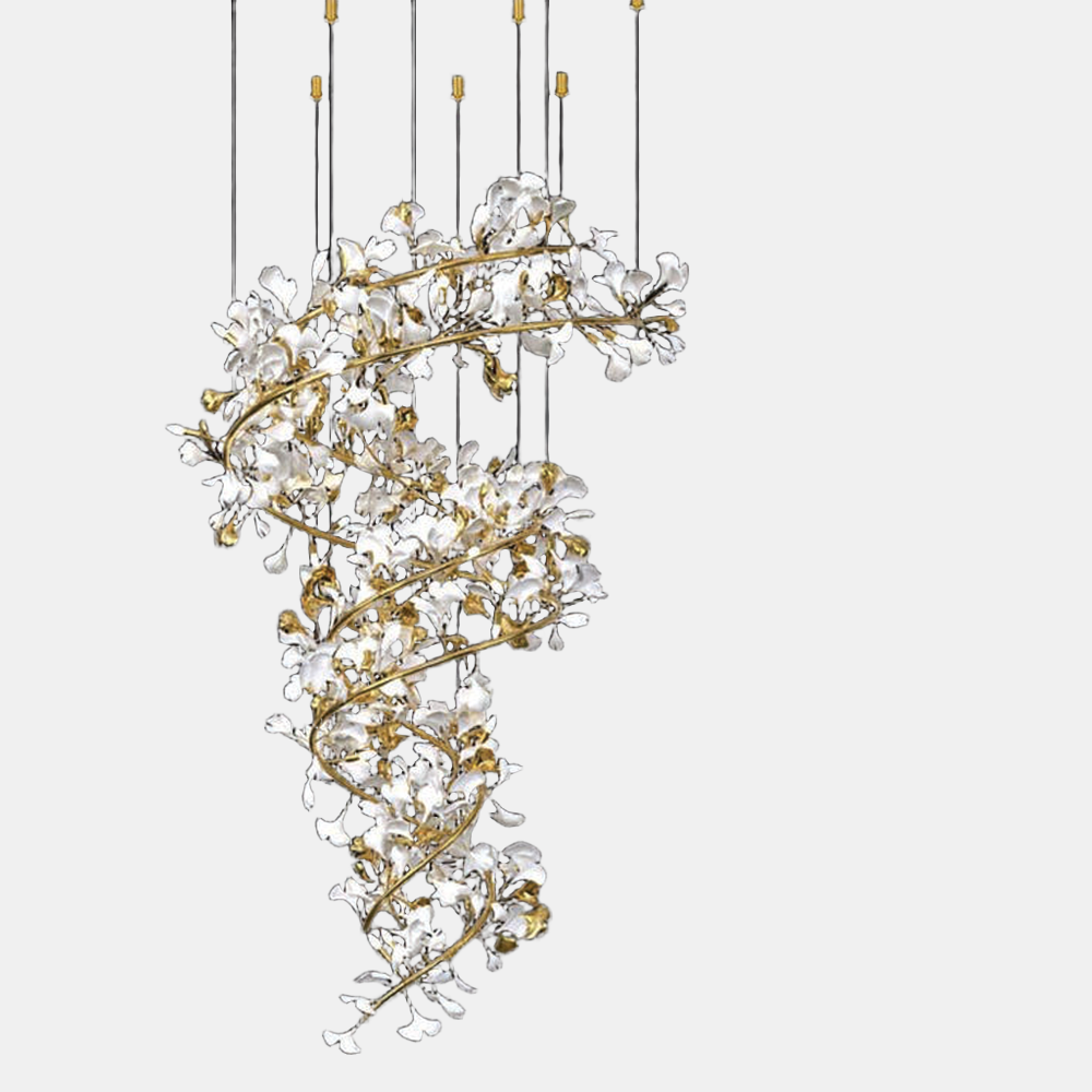 JSPHILO-3-297-3xG9 - White & Gold Double Height Chandelier