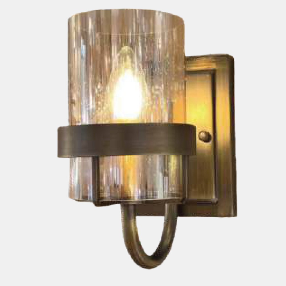 JSPHILO-3-298-1xE27 - Gold & Amber Modern Wall Light