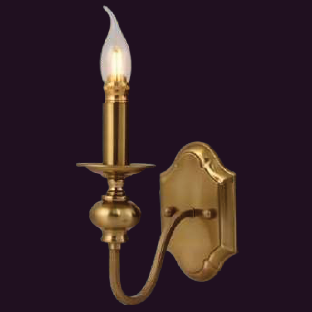 JSPHILO-3-303-1xE27 - Brass & Gold Candle Arm Wall Light