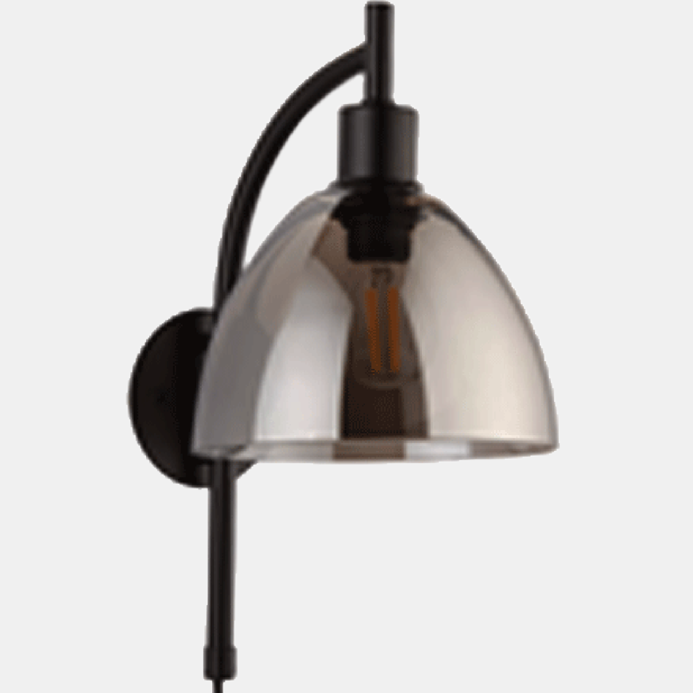 JSPHILO-3-335-1xE27 - Black & Smoke Modern Wall Light