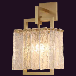 JSPHILO-3-340-1xE14 - Brass & Krinkle Clear Modern Wall Light