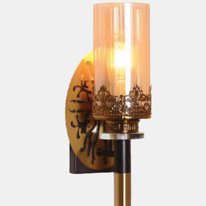 JSPHILO-3-360-1xE27 - Brass Gold & Amber Modern Wall Light