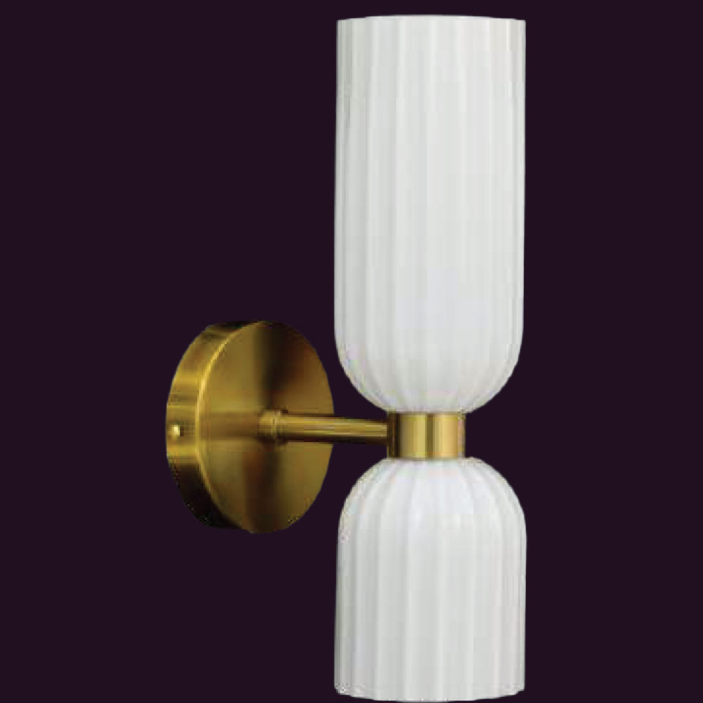 JSPHILO-3-366-2xE14 - Brass Gold & White Luxury Wall Light