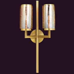 JSPHILO-3-369-2xE14 - Brass Gold & Amber Brass Wall Light