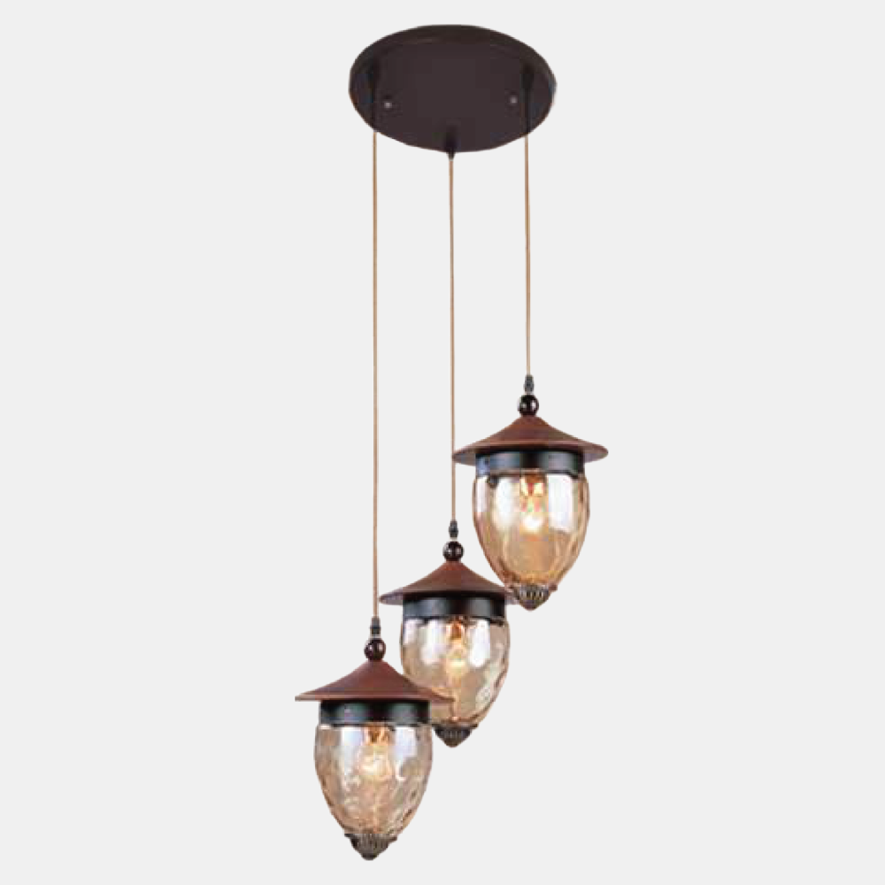 JSPHILO-4-090-3xE27 - Brown Cluster Hanging Light