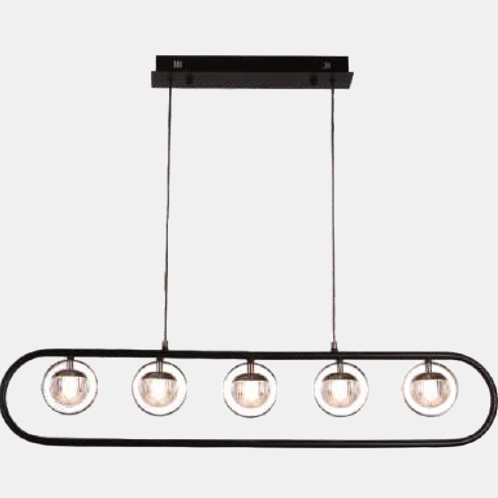 JSPHILO-4-336-5xLED - Black & Gold Rectangular Hanging Light