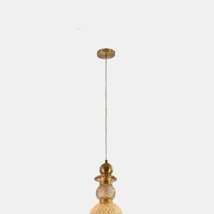 JSPHILO-4-349-1xE14 - Gold & Amber Glass Hanging Light