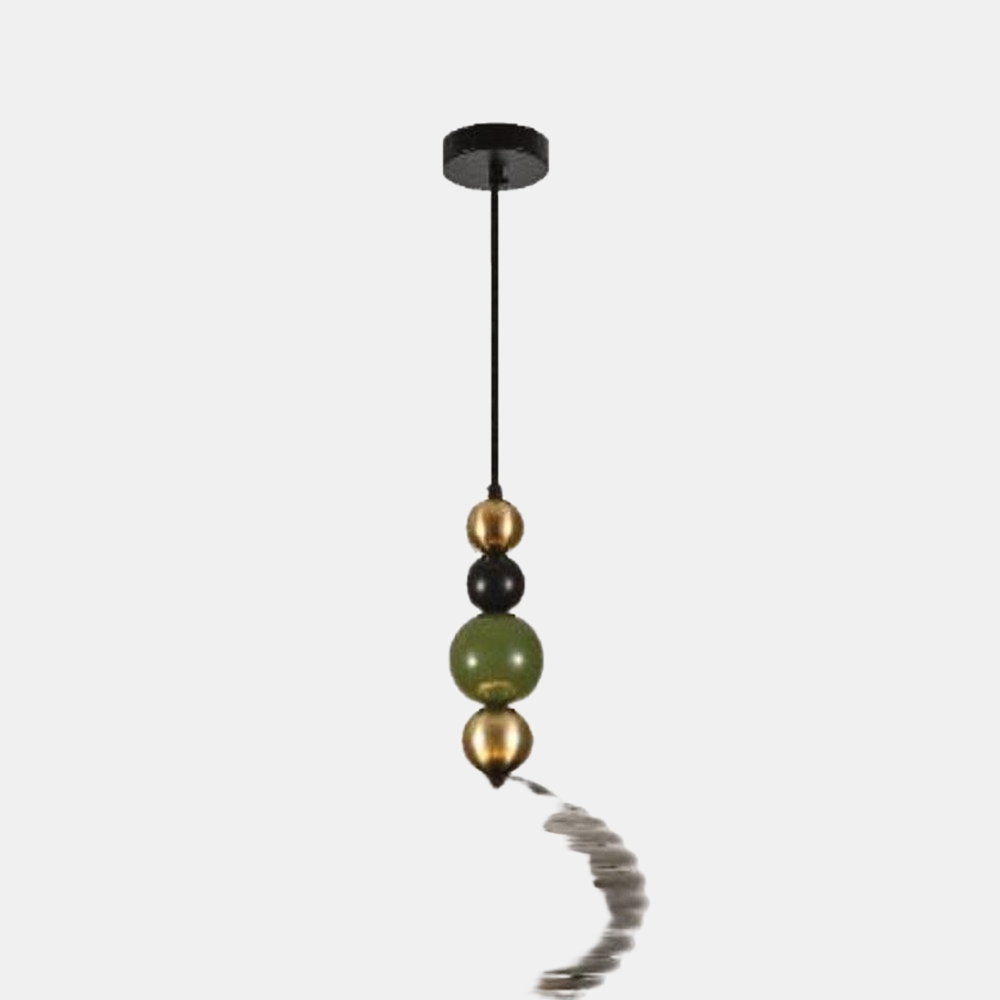 JSPHILO-4-369-1xE27 - Amber & Multicolour Glass Hanging Light
