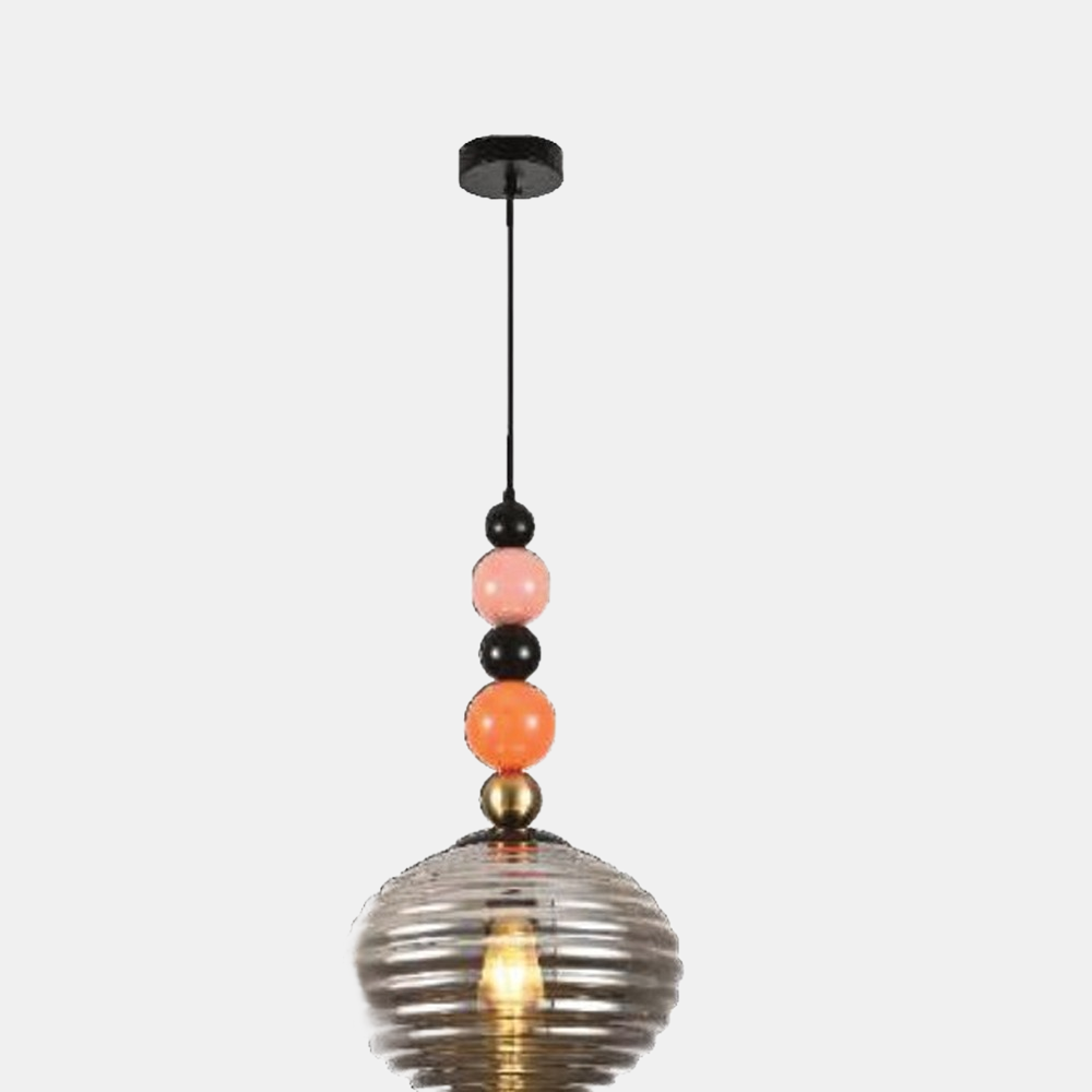 JSPHILO-4-370-1xE27 - Amber & Multicolour Classic Hanging Light