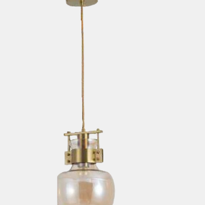 JSPHILO-4-375-1xE27 - Gold & Amber Glass Hanging Light