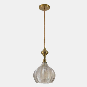 JSPHILO-4-384-1xE27 - Gold & Amber Glass Hanging Light