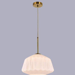 JSPHILO-4-450-1xE27 - Brass & White Modern Hanging Light