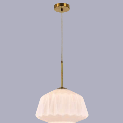 JSPHILO-4-450-1xE27 - Brass & White Modern Hanging Light