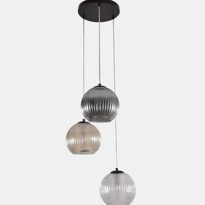 JSPHILO-4-457-3xE27 - Black & Multi colour Cluster Hanging Light