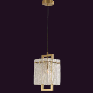 JSPHILO-4-471-1xE14 - Brass & Krinkle Clear Modern Hanging Light
