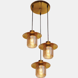 JSPHILO-4-475-3xE27 - Gold & Amber Cluster Hanging Light