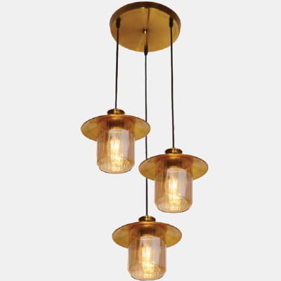 JSPHILO-4-475-3xE27 - Gold & Amber Cluster Hanging Light