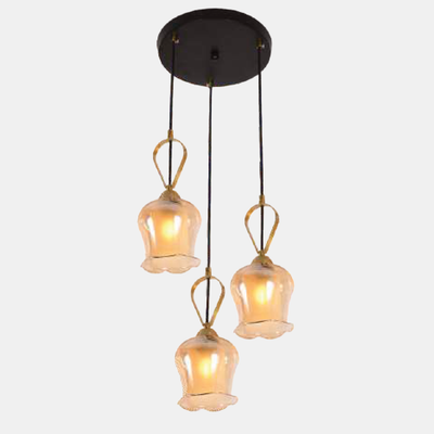 JSPHILO-4-477-3xE27 - Gold & Amber Cluster Hanging Light