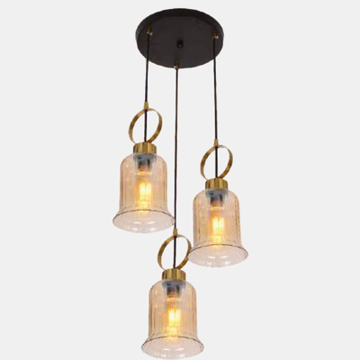 JSPHILO-4-478-3xE27 - Gold & Amber Cluster Hanging Light