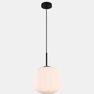 JSPHILO-4-494-1xE27 - Black & White Glass Hanging Light