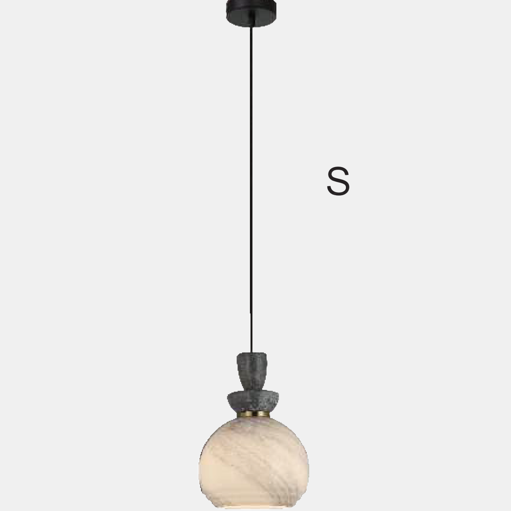 JSPHILO-4-499-1xE27 - Stone White Grey Marble Hanging Light