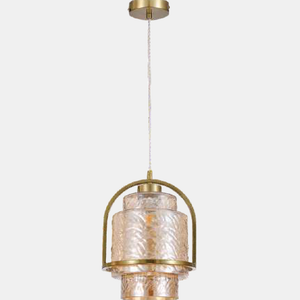 JSPHILO-4-502-1xE27 - Brass Gold & Amber Modern Hanging Light