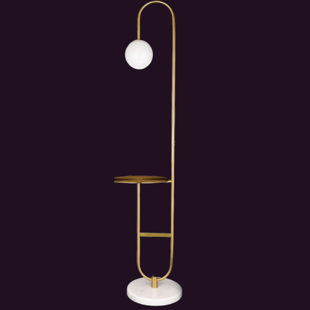 JSPHILO-5-059-1xE14 - Brass Gold & White Marble Floor Lamp
