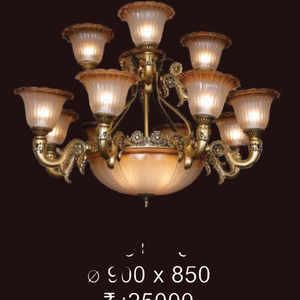JSPHILO-6-094-8+4+3xE27 - Antique Brass & Smoke Brown Classic Chandelier