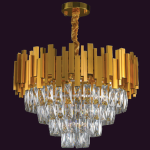 JSPHILO-6-243-2xE14 - Gold & Clear Crystal Chandelier
