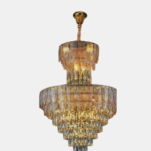 JSPHILO-6-249-23xE14 - Gold & Clear Double Height Chandelier