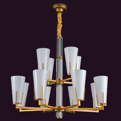 JSPHILO-6-256-10+4xE14 - Gold & White Luxury Chandelier