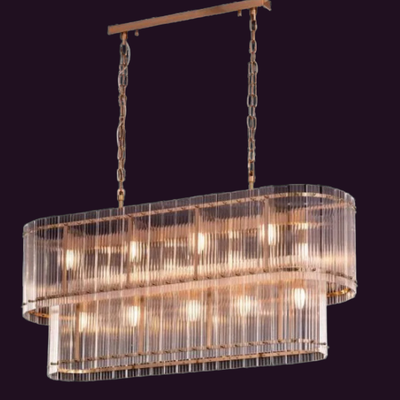 JSPHILO-6-308-15xE14 - Gold & Clear Rectangular Chandelier